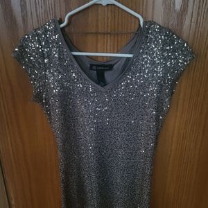INC International Concepts Shimmering Silver Top